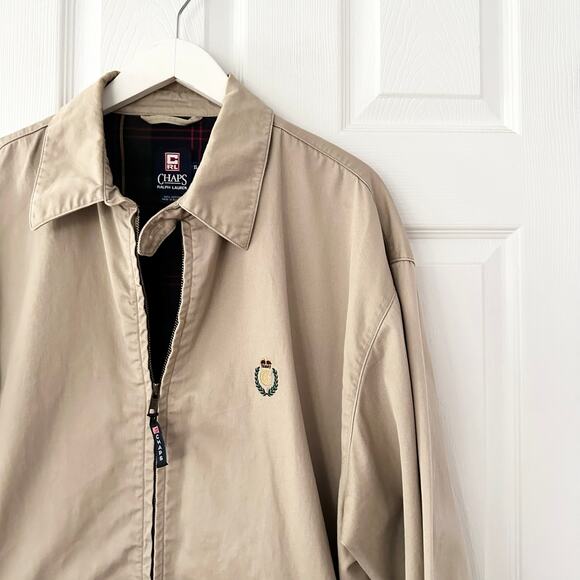 Chaps Ralph Lauren Khaki Vintage Full Zip Harrington Plaid Half Lined Jacket XL - Picture 4 of 12